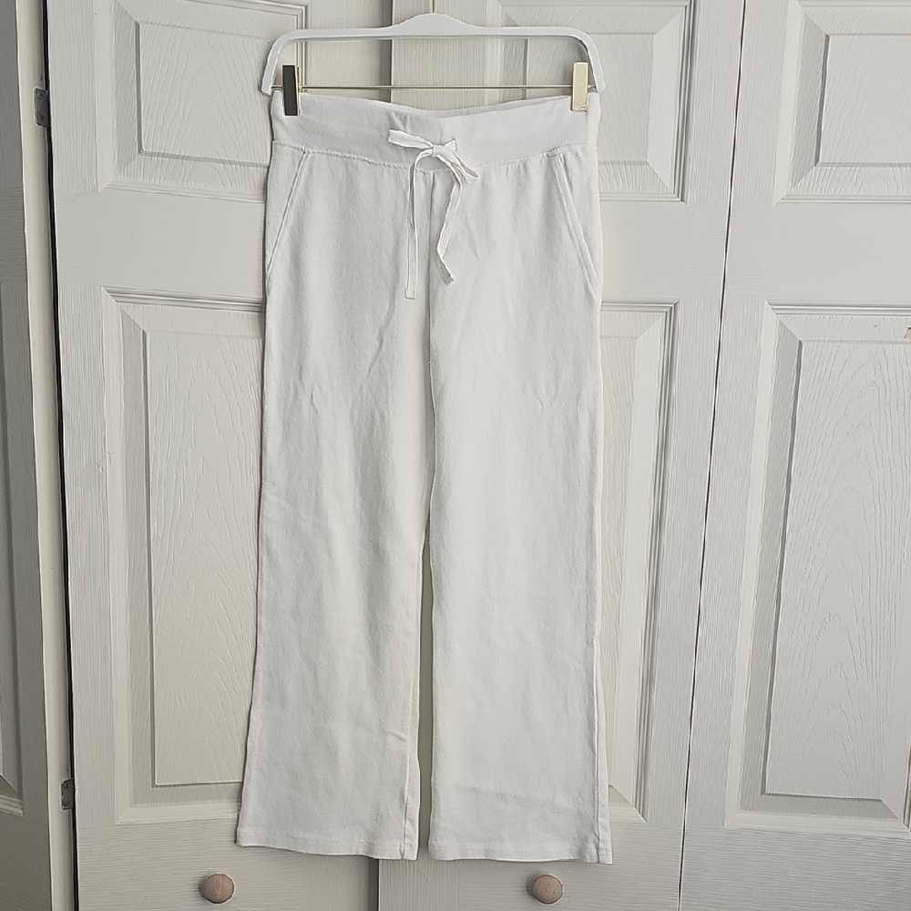 Monrow women's natural Cotton soft ankle cropped wide Pants. #0073
